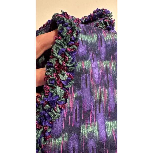 Vintage Anne Crimmins UMI Collections Size 4 100% Silk Blazer Artsy Shaggy Trim - Picture 6 of 11